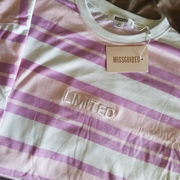 Lilac Stripe Oversized t-shirt Dress - Picture 2 of 3